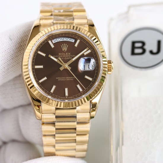 Rolex-DayDate 128238 36mm YG/YG Green/Brown YG Dial BJ V3 VR3255(Gain Weight)