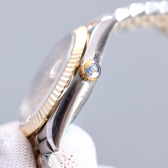 Rolex-Datejust 126333 41mm Jub RG/SS Silver Textured/Stk LZ SH3235