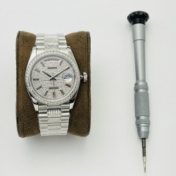 Rolex-DayDate 36mm SS/SS Dia Pres Diamond Dial VRS A2836