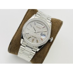Rolex-DayDate 36mm SS/SS Dia Pres Diamond Dial VRS A2836