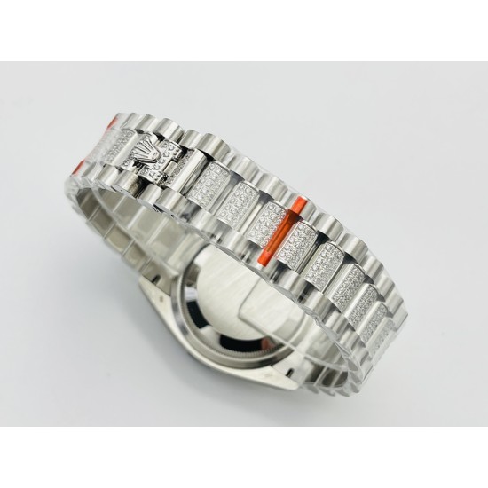 Rolex-DayDate 36mm SS/SS Dia Pres Diamond Dial VRS A2836