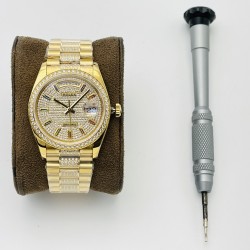 Rolex-DayDate 36mm YG/YG Dia Pres Diamond Dial VRS A2836