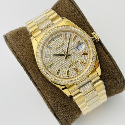 Rolex-DayDate 36mm YG/YG Dia Pres Diamond Dial VRS A2836