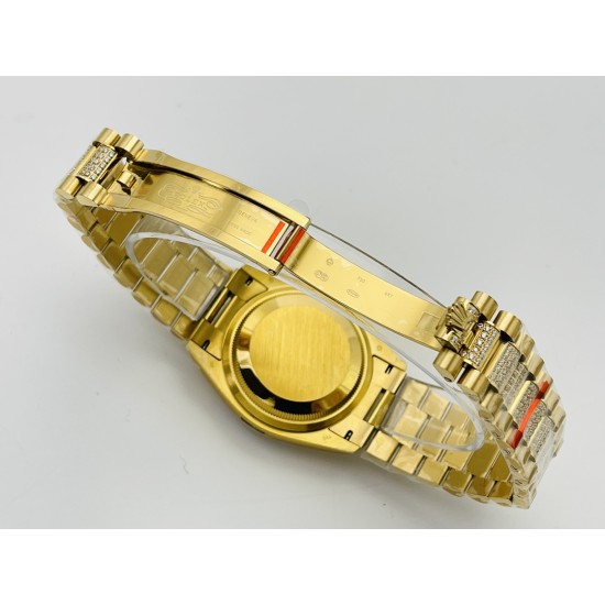 Rolex-DayDate 36mm YG/YG Dia Pres Diamond Dial VRS A2836