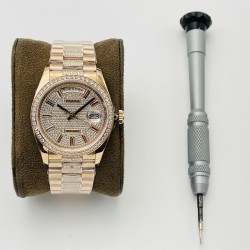 Rolex-DayDate 36mm RG/RG Dia Pres Diamond Dial VRS A2836