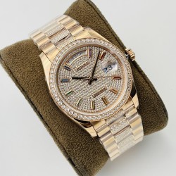 Rolex-DayDate 36mm RG/RG Dia Pres Diamond Dial VRS A2836