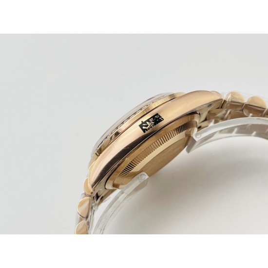 Rolex-DayDate 36mm RG/RG Dia Pres Diamond Dial VRS A2836
