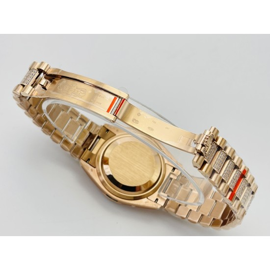 Rolex-DayDate 36mm RG/RG Dia Pres Diamond Dial VRS A2836