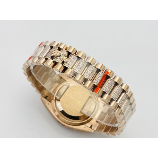 Rolex-DayDate 36mm RG/RG Dia Pres Diamond Dial VRS A2836