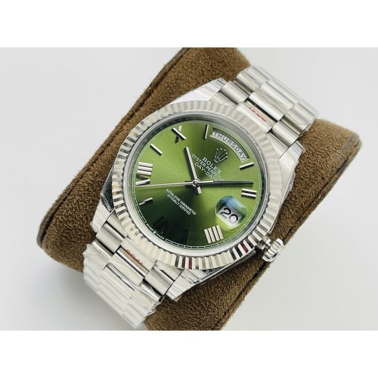 Rolex-DayDate 228236 40mm SS/SS Green/Rmn VRS VR3255(Gain Weight)