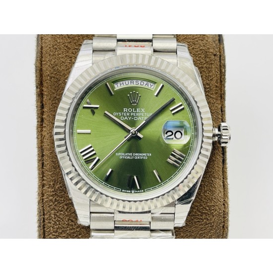 Rolex-DayDate 228236 40mm SS/SS Green/Rmn VRS VR3255(Gain Weight)