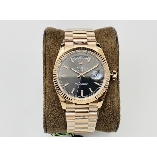 Rolex-DayDate 228235 40mm RG/RG Black/Stk VRS V4 VR3255 (Gain Weight)