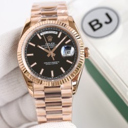 Rolex-DayDate 128238 36mm RG/RG Black/Stk BJ A2836(Gain Weight)