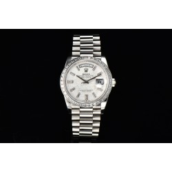 Rolex-DayDate 36mm Dia Pres SS/SS Wht MOP Diam EWF A3255 Mo