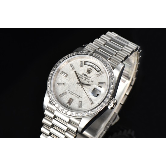 Rolex-DayDate 36mm Dia Pres SS/SS Wht MOP Diam EWF A3255 Mo