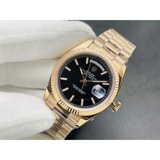 Rolex-DayDate 228235 40mm RG/RG Black/Stk VRS V4 VR3255 (Gain Weight)