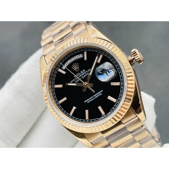 Rolex-DayDate 228235 40mm RG/RG Black/Stk VRS V4 VR3255 (Gain Weight)