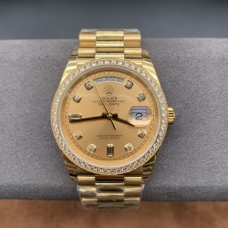 Rolex-DayDate 36mm Dia Pres YG/YG Gold Diam EWF A3255 Mod