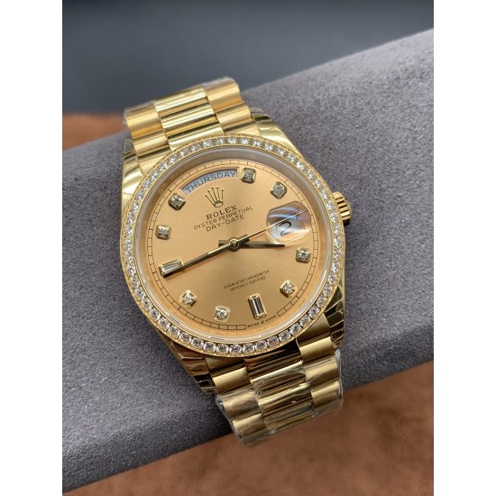Rolex-DayDate 36mm Dia Pres YG/YG Gold Diam EWF A3255 Mod