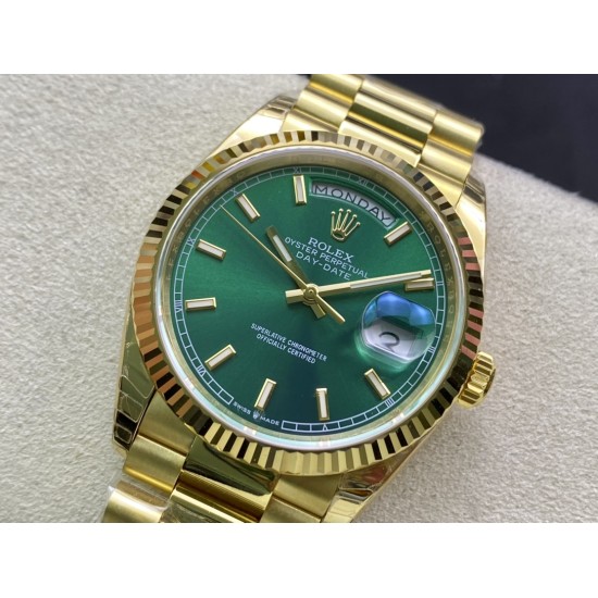 Rolex-DayDate 128238 36mm YG/YG Green/Diam EWF V3 VR3255(Gain Weight)