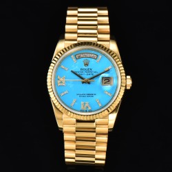 Rolex-DayDate 128238 36mm YG/YG Turquoise/Dia CS A2836(Gain Weight)