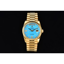 Rolex-DayDate 128238 36mm YG/YG Turquoise/Dia CS A2836(Gain Weight)