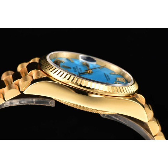 Rolex-DayDate 128238 36mm YG/YG Turquoise/Dia CS A2836(Gain Weight)