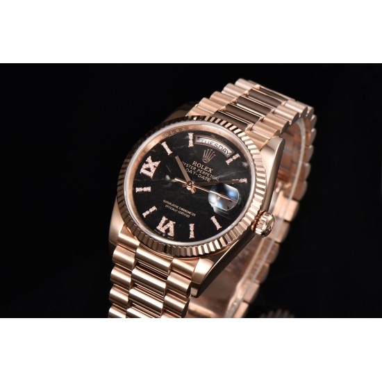 Rolex-DayDate 128235 36mm RG/RG Hematite/Dia CSF A2836(Gain Weight)