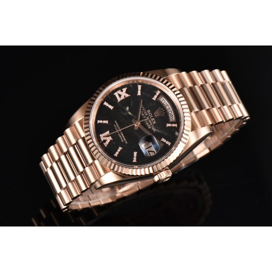 Rolex-DayDate 128235 36mm RG/RG Hematite/Dia CSF A2836(Gain Weight)