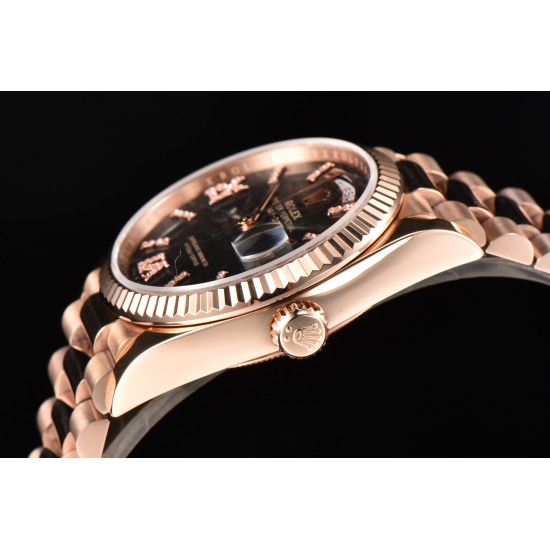 Rolex-DayDate 128235 36mm RG/RG Hematite/Dia CSF A2836(Gain Weight)