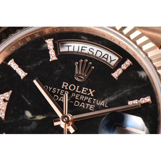 Rolex-DayDate 128235 36mm RG/RG Hematite/Dia CSF A2836(Gain Weight)