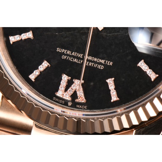 Rolex-DayDate 128235 36mm RG/RG Hematite/Dia CSF A2836(Gain Weight)
