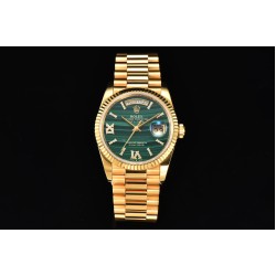 Rolex-DayDate 36mm YG/YG Flt Pres Malachite Dial CSF A2836
