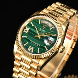 Rolex-DayDate 36mm YG/YG Flt Pres Malachite Dial CSF A2836