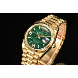 Rolex-DayDate 36mm YG/YG Flt Pres Malachite Dial CSF A2836