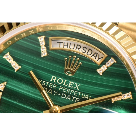 Rolex-DayDate 36mm YG/YG Flt Pres Malachite Dial CSF A2836
