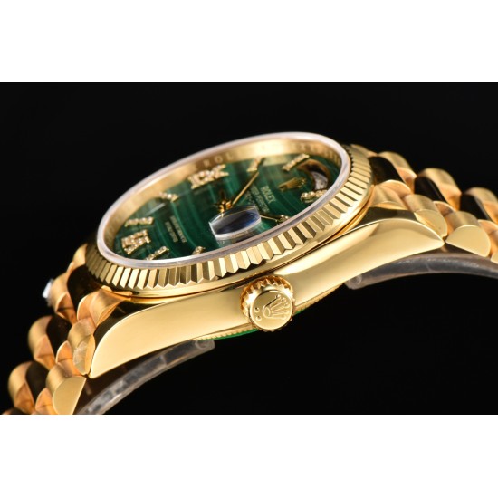 Rolex-DayDate 36mm YG/YG Flt Pres Malachite Dial CSF A2836