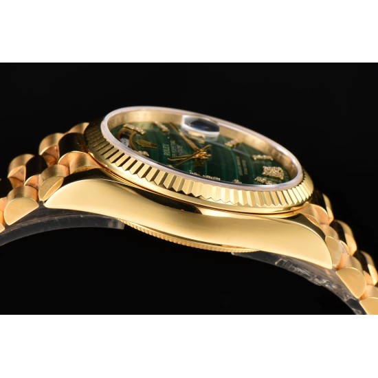 Rolex-DayDate 36mm YG/YG Flt Pres Malachite Dial CSF A2836