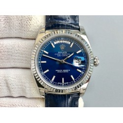 Rolex-DayDate 36mm Flt Pres SS/LE Blue Stk EWF A2836