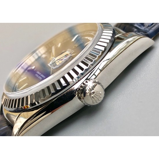 Rolex-DayDate 36mm Flt Pres SS/LE Blue Stk EWF A2836