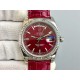 Rolex-DayDate 36mm Flt Pres SS/LE Red Dial Stk EWF A2836