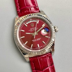 Rolex-DayDate 36mm Flt Pres SS/LE Red Dial Stk EWF A2836