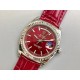 Rolex-DayDate 36mm Flt Pres SS/LE Red Dial Stk EWF A2836