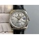 Rolex-DayDate 36mm Flt Pres SS/LE Silver Stk EWF A2836