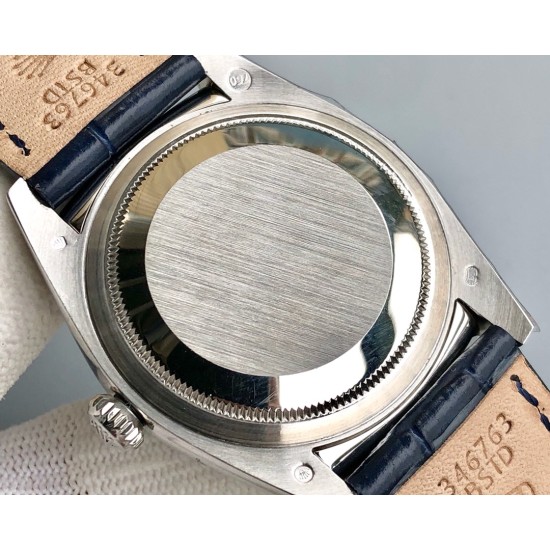 Rolex-DayDate 36mm Flt Pres SS/LE Silver Stk EWF A2836