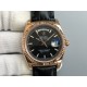 Rolex-DayDate 36mm Flt Pres RG/LE Black Stk EWF A2836