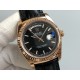 Rolex-DayDate 36mm Flt Pres RG/LE Black Stk EWF A2836