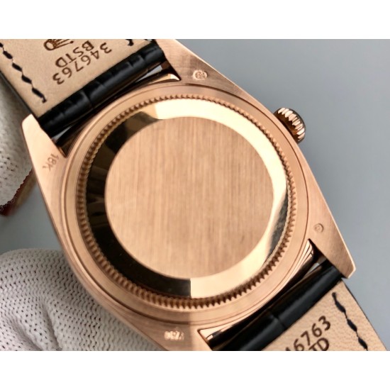 Rolex-DayDate 36mm Flt Pres RG/LE Black Stk EWF A2836