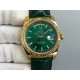 Rolex-DayDate 36mm Flt Pres YG/LE Green Dial Stk EWF A2836