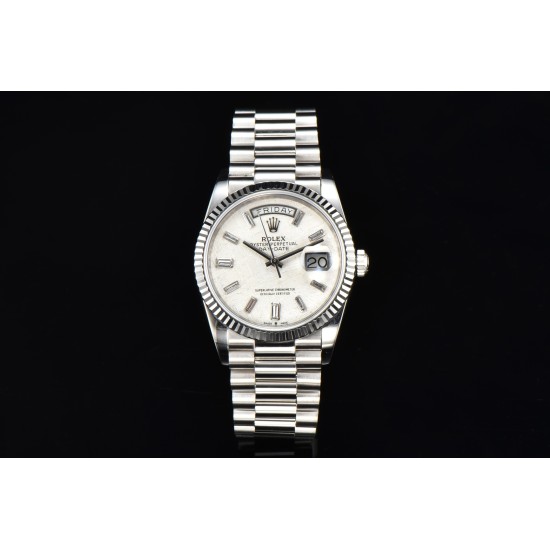 Rolex-DayDate 128236 36mm SS/SS White/Stk CSF A2836
